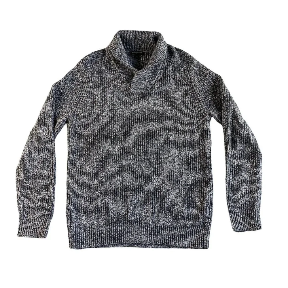 NEW Banana Republic Sweater‎ Mens Large Gray Wool Blend Chunky Knit Shawl Collar